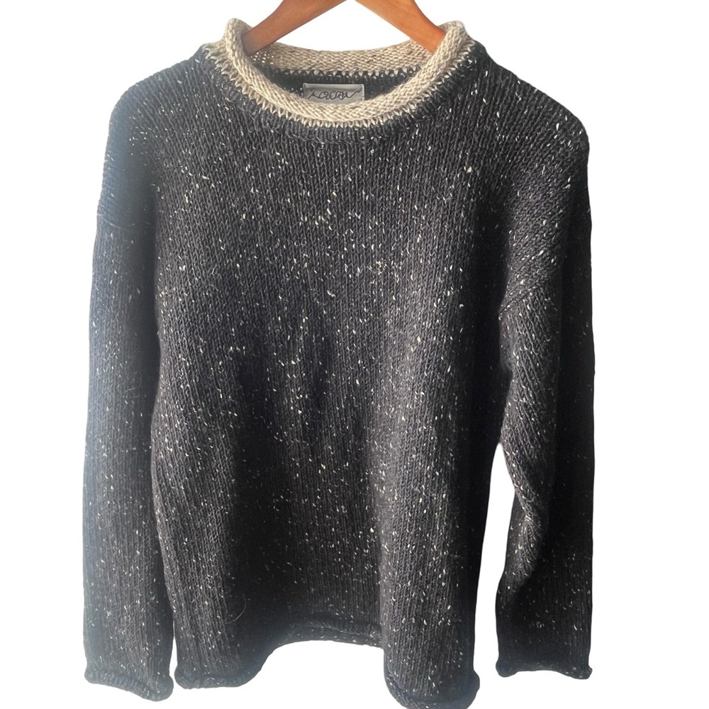 Charcoal gray donegal wool sweater - Picture 2 of 4